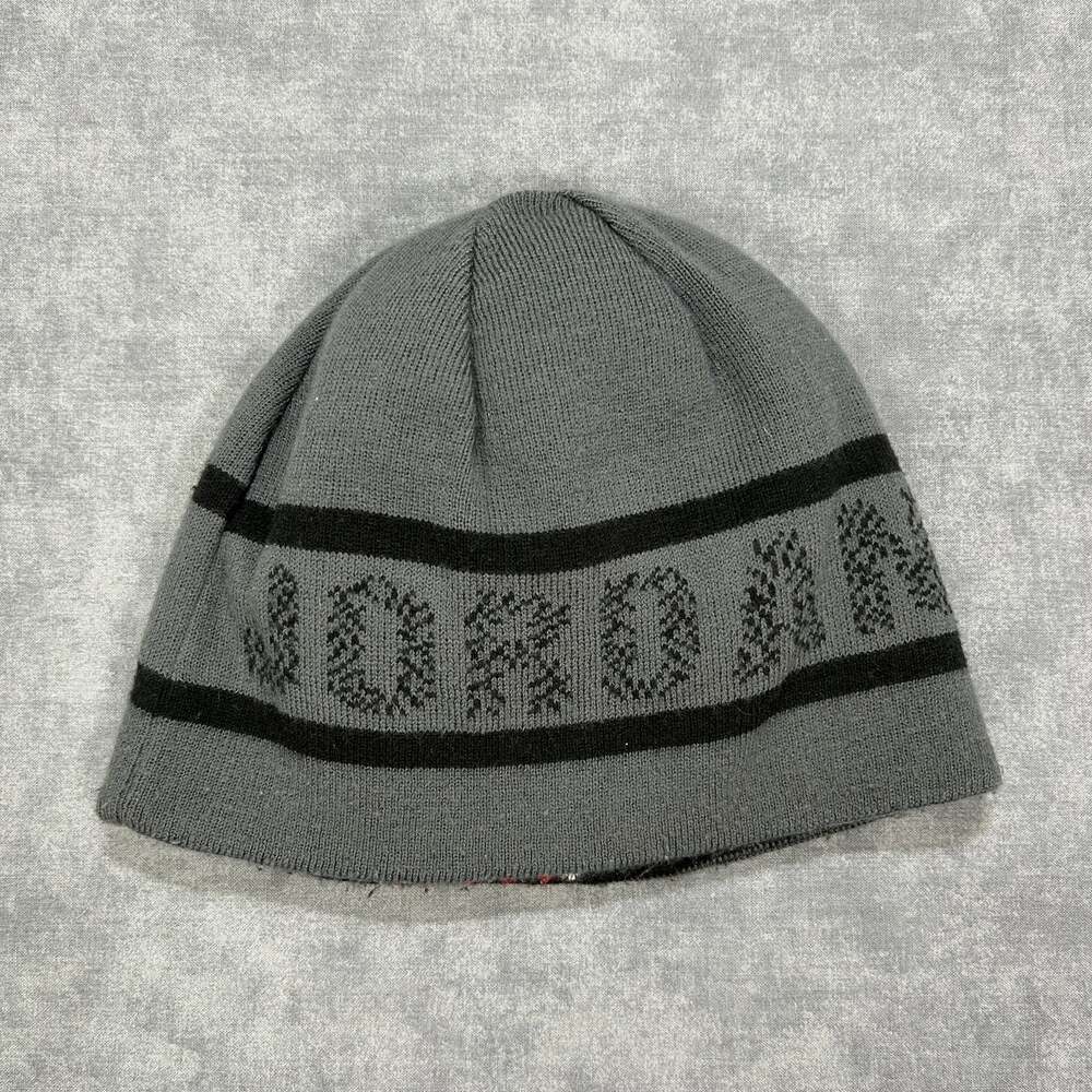 Jordan Reversible Beanie Y2K Hat Grey Geometric Knit Skull Cap